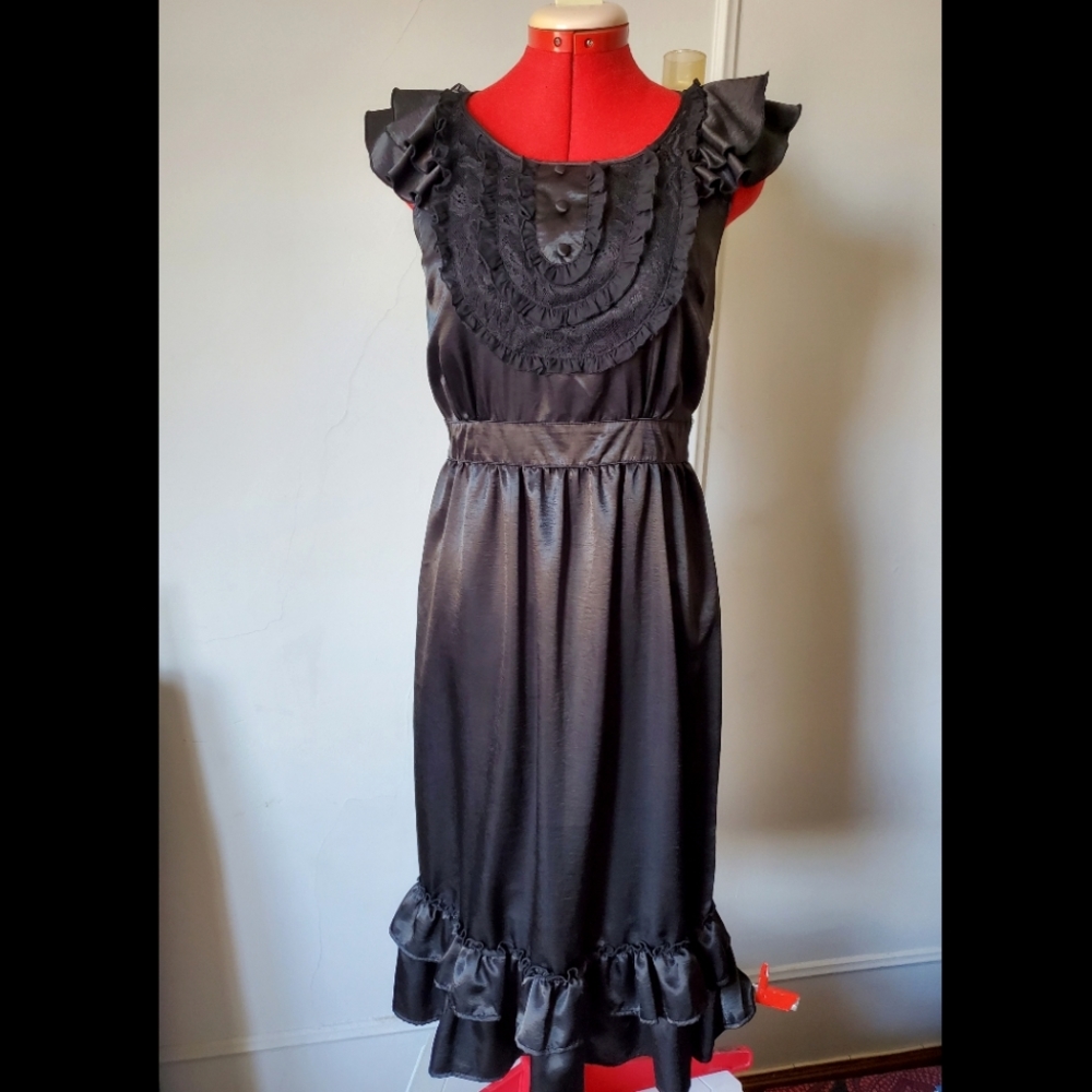 Vintage Black Satin Tea Dress by Primark Atmosphere